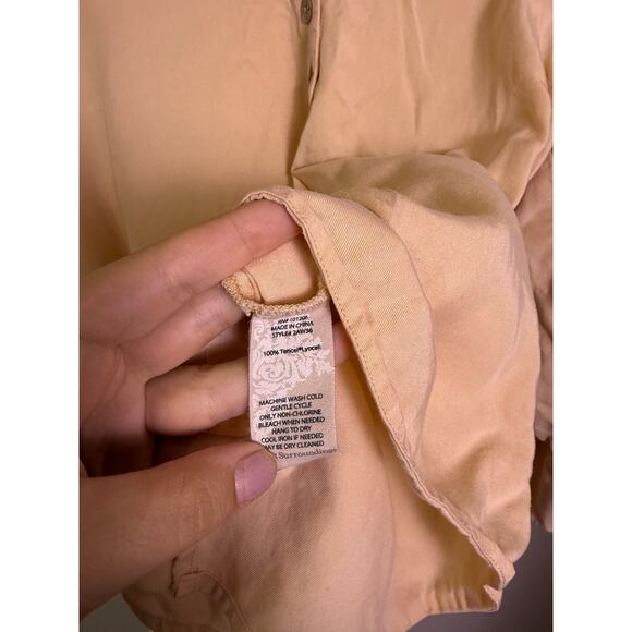 Soft Surroundings Shirt  Medium Tunic Creamy Yellow Hutton Popover Tencil - Picture 4 of 4